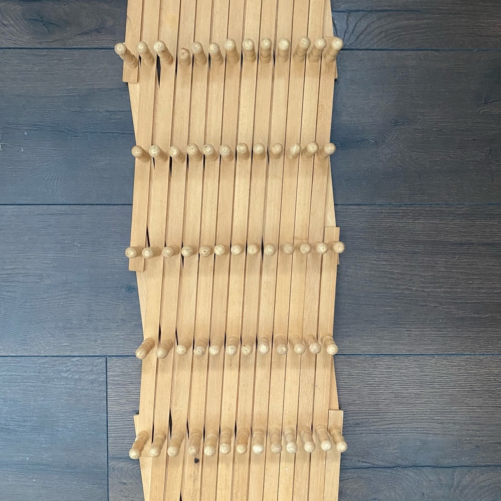 XL 84 Peg Wooden Accordion Expandable Peg Rack Vintage Wall Shelf Display
